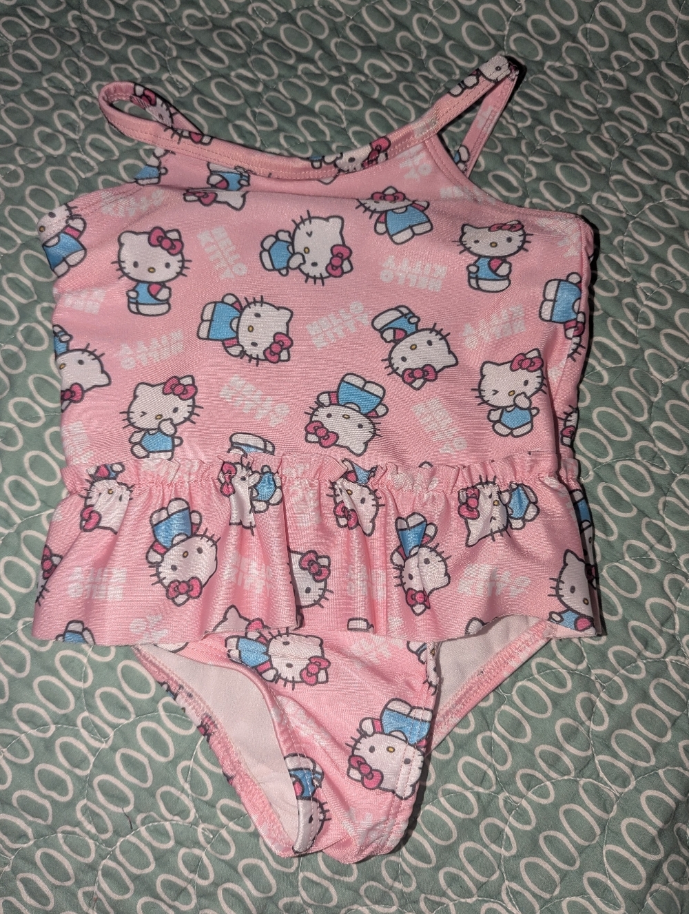 Hello Kitty Toddler Girls 24M Pink Swimsuit Ruffle One Piece Sanrio Swimwear